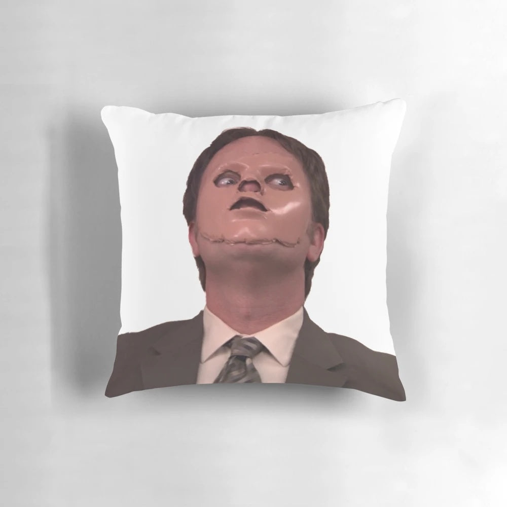 Creepy Dwight Schrute-inspired pillow pod with skin-like texture