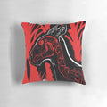 Spooky pillow with a deer skull and demonic design, perfect for gothic and horror-themed home decor.