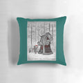 A decorative throw pillow featuring the terrifying Christmas demon, Krampus.