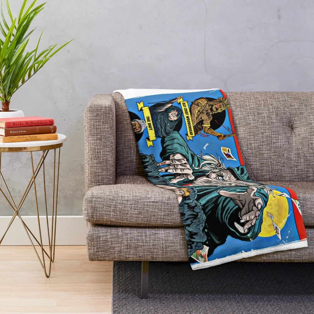 Creepshow 2 inspired plush blanket featuring horror movie imagery