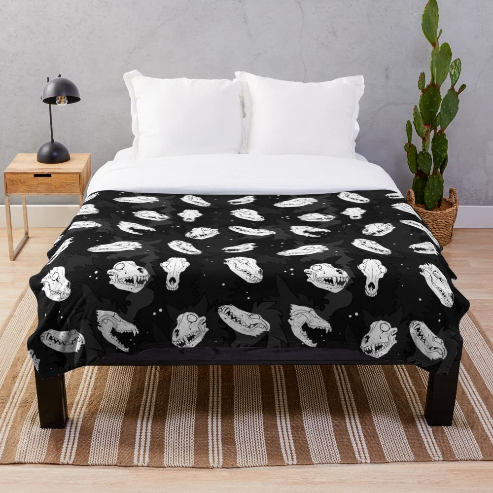 Creepy skull dog plush blanket with SCP-1471 inspired design