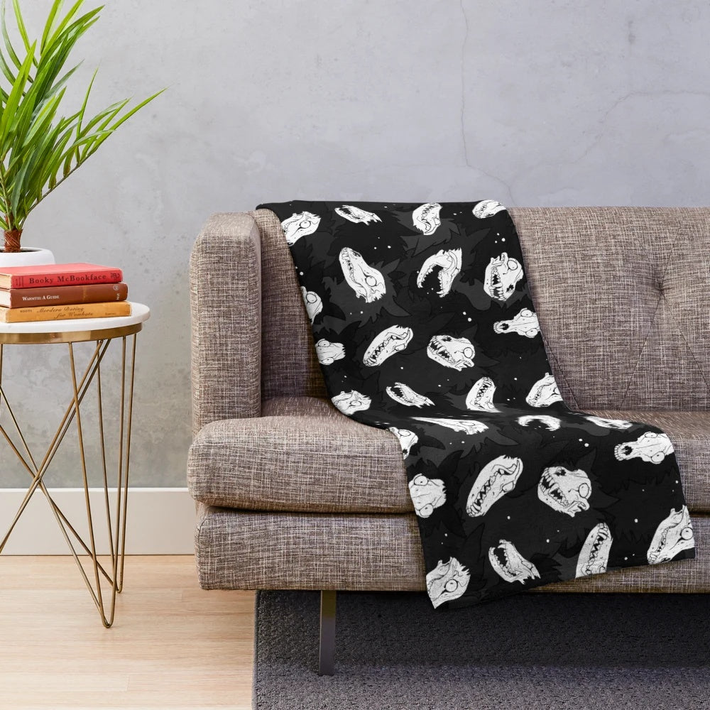 Creepy skull dog plush blanket with SCP-1471 inspired design