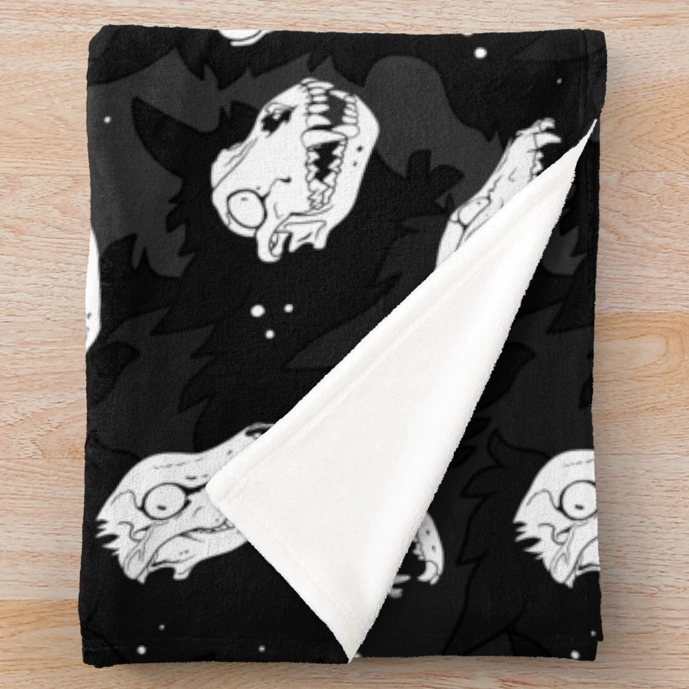 Creepy skull dog plush blanket with SCP-1471 inspired design