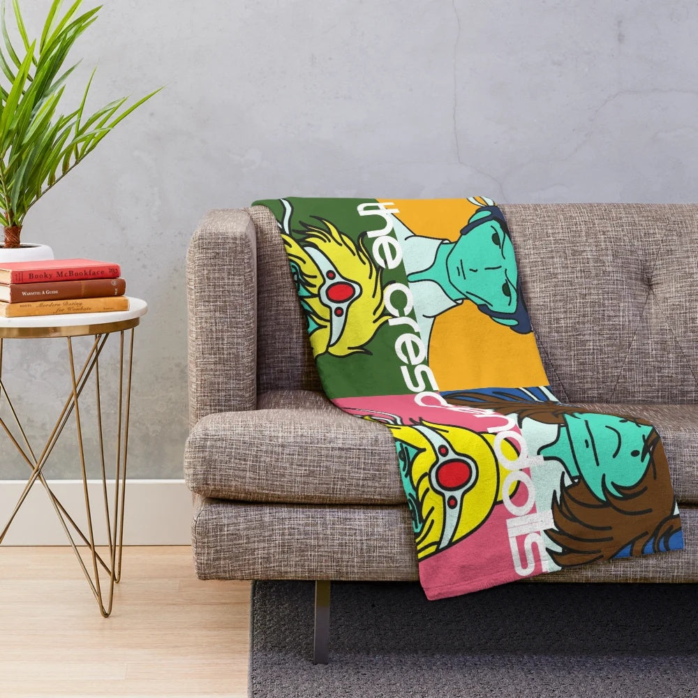 Crescendolls-inspired plush blanket with minimalist vector graphic design