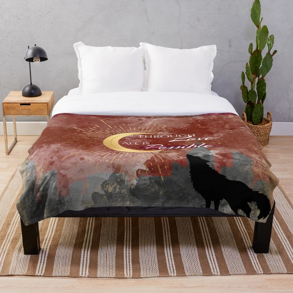 Crescent City themed plush blanket with fantasy book inspired design