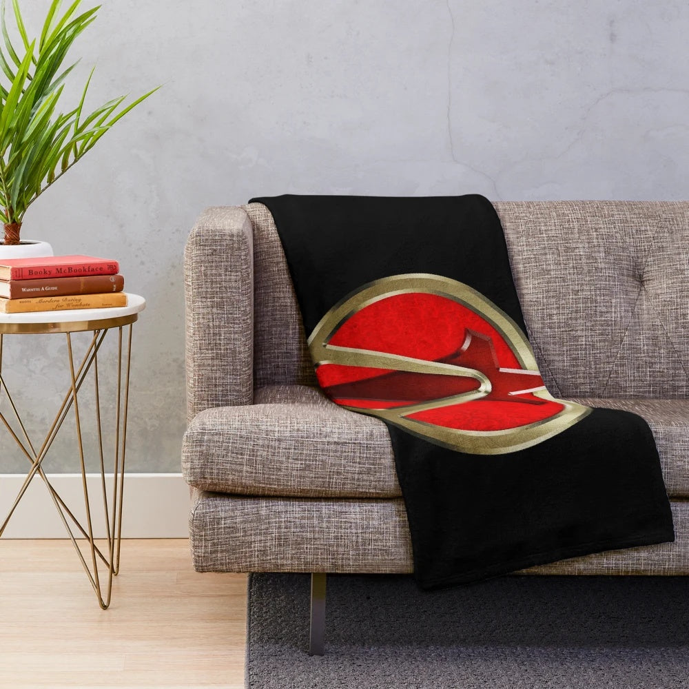 Crimson Raiders inspired plush blanket with gaming and pop culture design