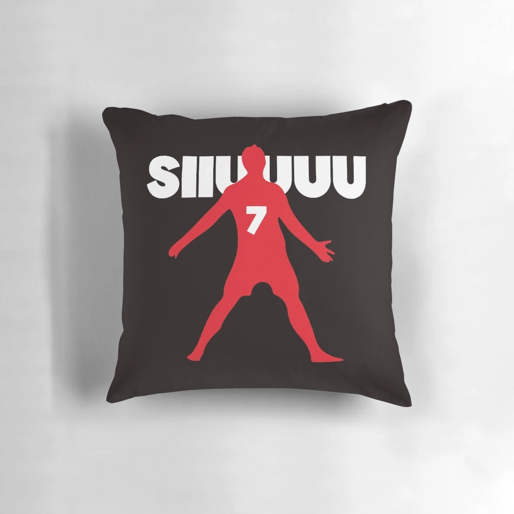 Cozy pillow featuring Cristiano Ronaldo's famous "Siu" celebration pose