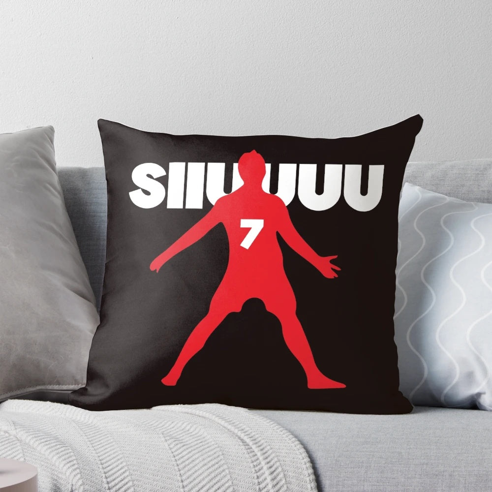 Cozy pillow featuring Cristiano Ronaldo's famous "Siu" celebration pose