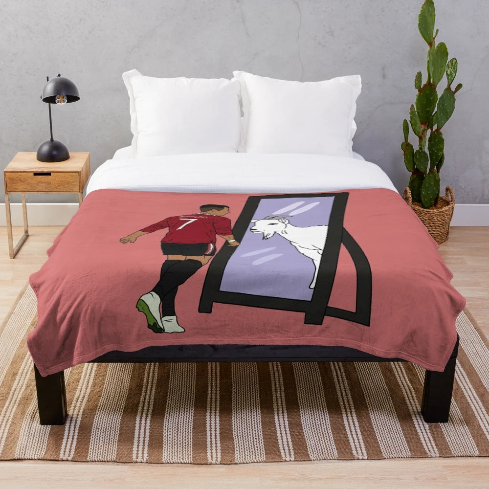 Cristiano Ronaldo inspired mirror goat plush blanket