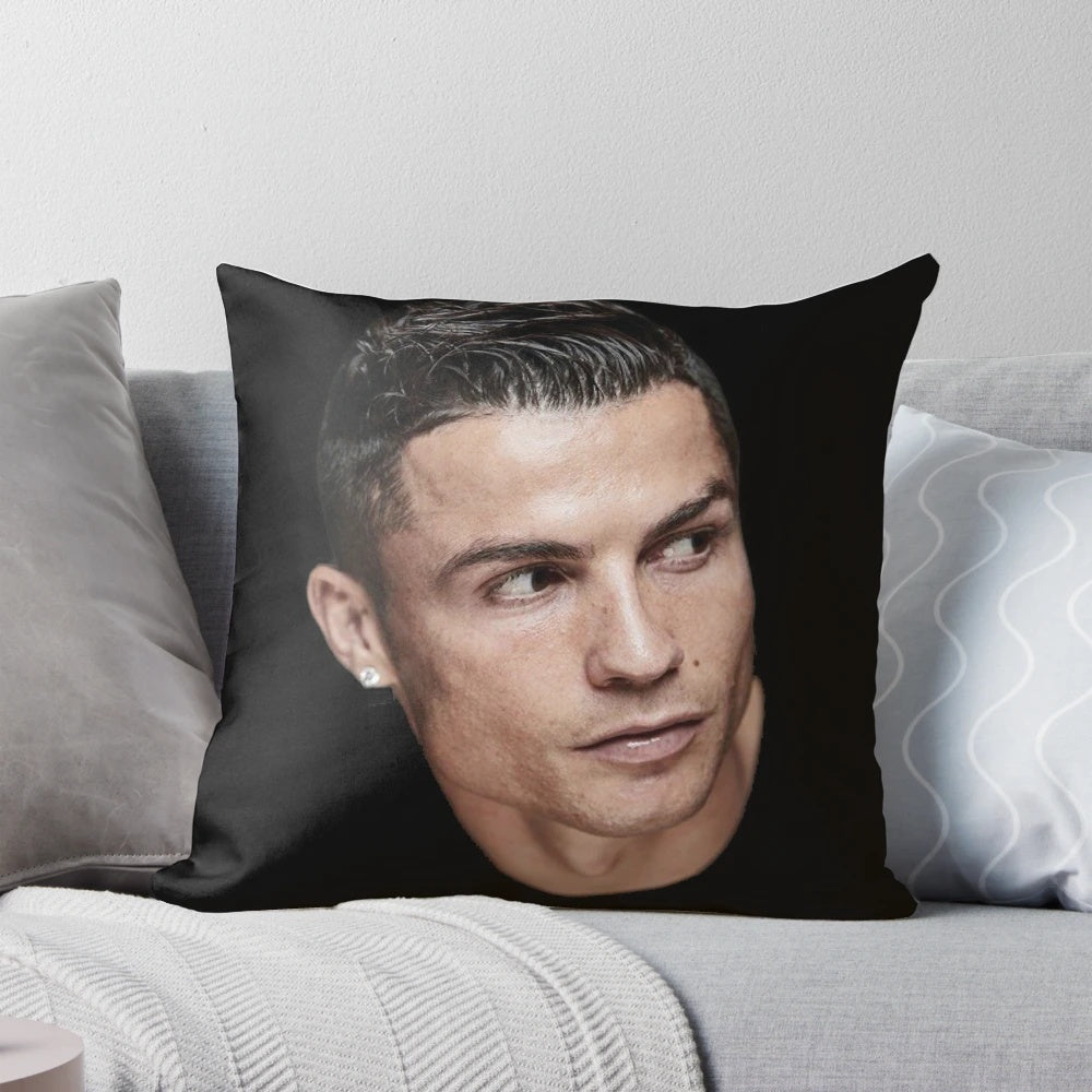 Plush pillow featuring a Cristiano Ronaldo-inspired design for soccer fans