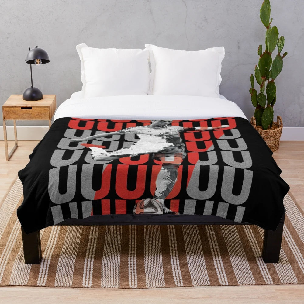 Cristiano Ronaldo inspired plush blanket with 'siuuuu' celebration