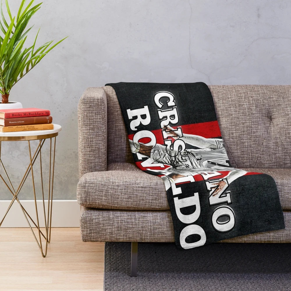 Cristiano Ronaldo-inspired plush blanket featuring the CR7 logo