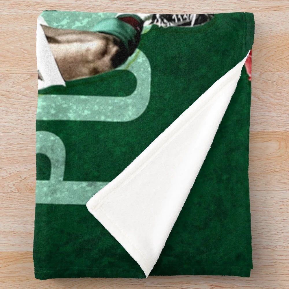 Cristiano Ronaldo inspired plush blanket featuring soccer star's artwork