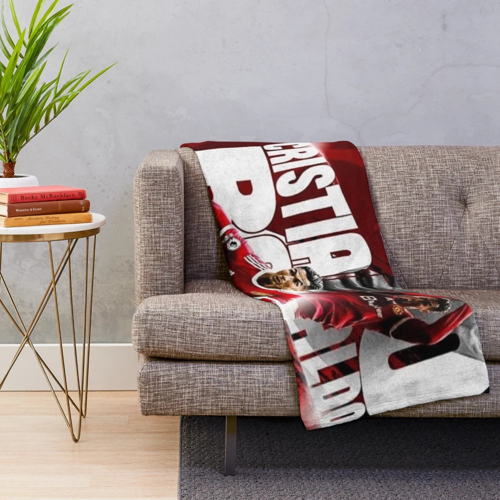 Cristiano Ronaldo inspired plush blanket with illustration