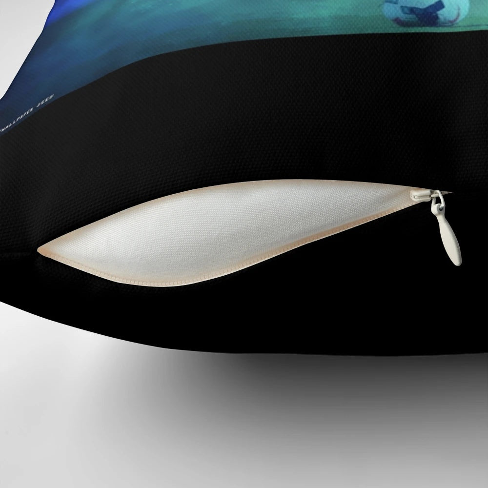 Pillow featuring an image of Cristiano Ronaldo, the famous soccer player.