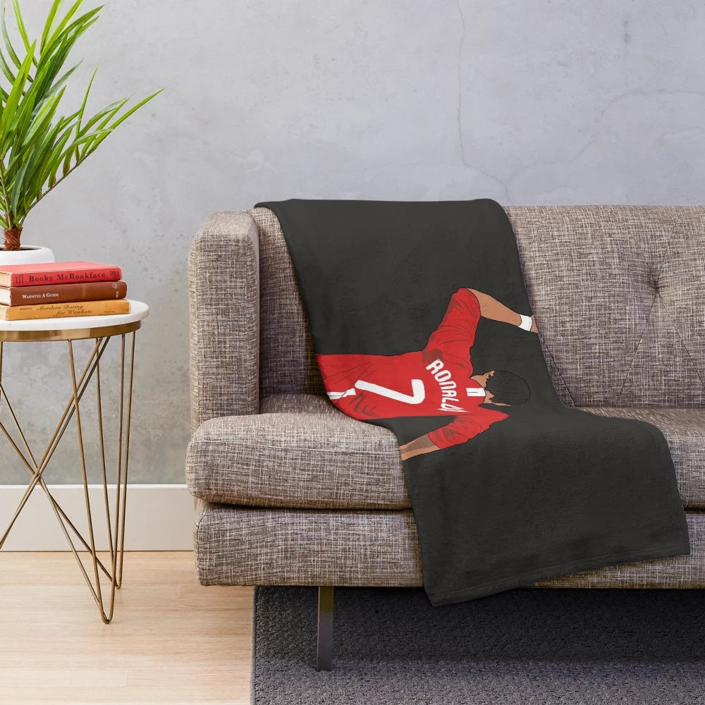 Cristiano Ronaldo Plush Blanket with Minimalist Football Design