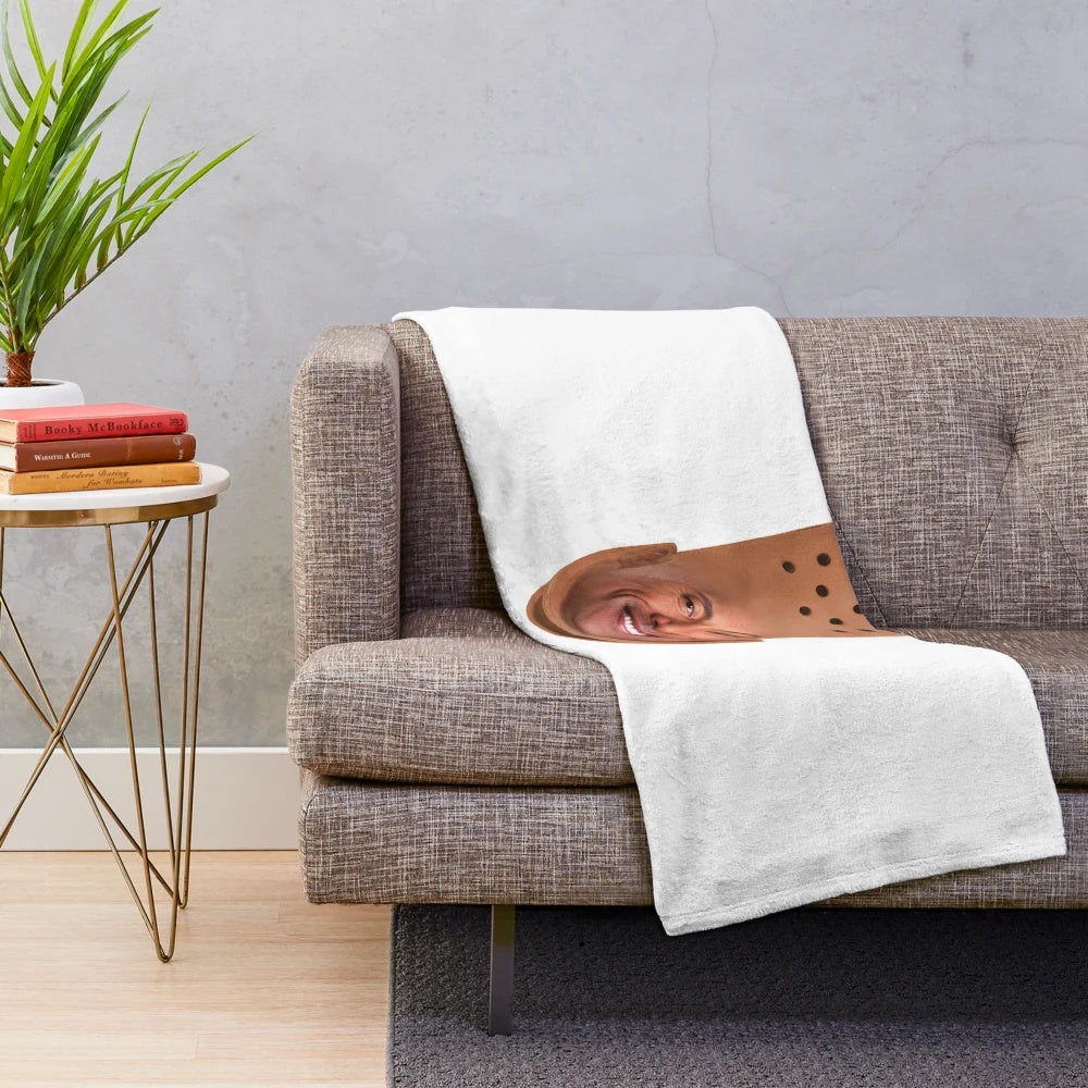 Croc Johnson plush blanket with Dwayne "The Rock" Johnson design