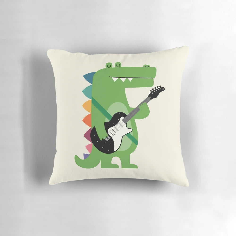Croco Rock Pillow, a rock star-inspired animal-themed decorative throw pillow