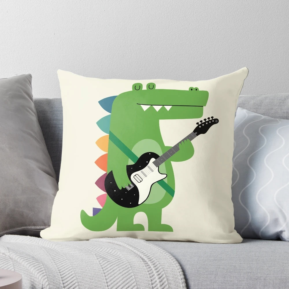 Croco Rock Pillow, a rock star-inspired animal-themed decorative throw pillow
