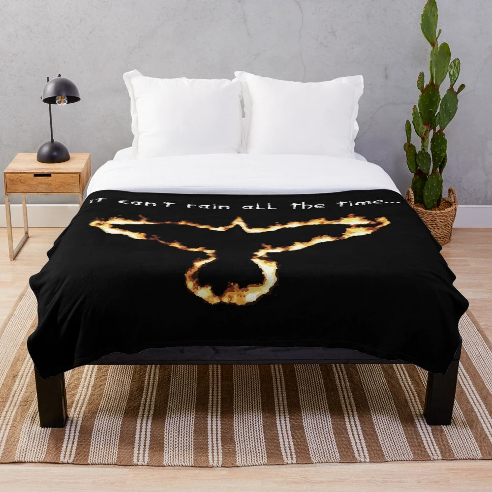 Crow-themed plush blanket with gothic and supernatural design