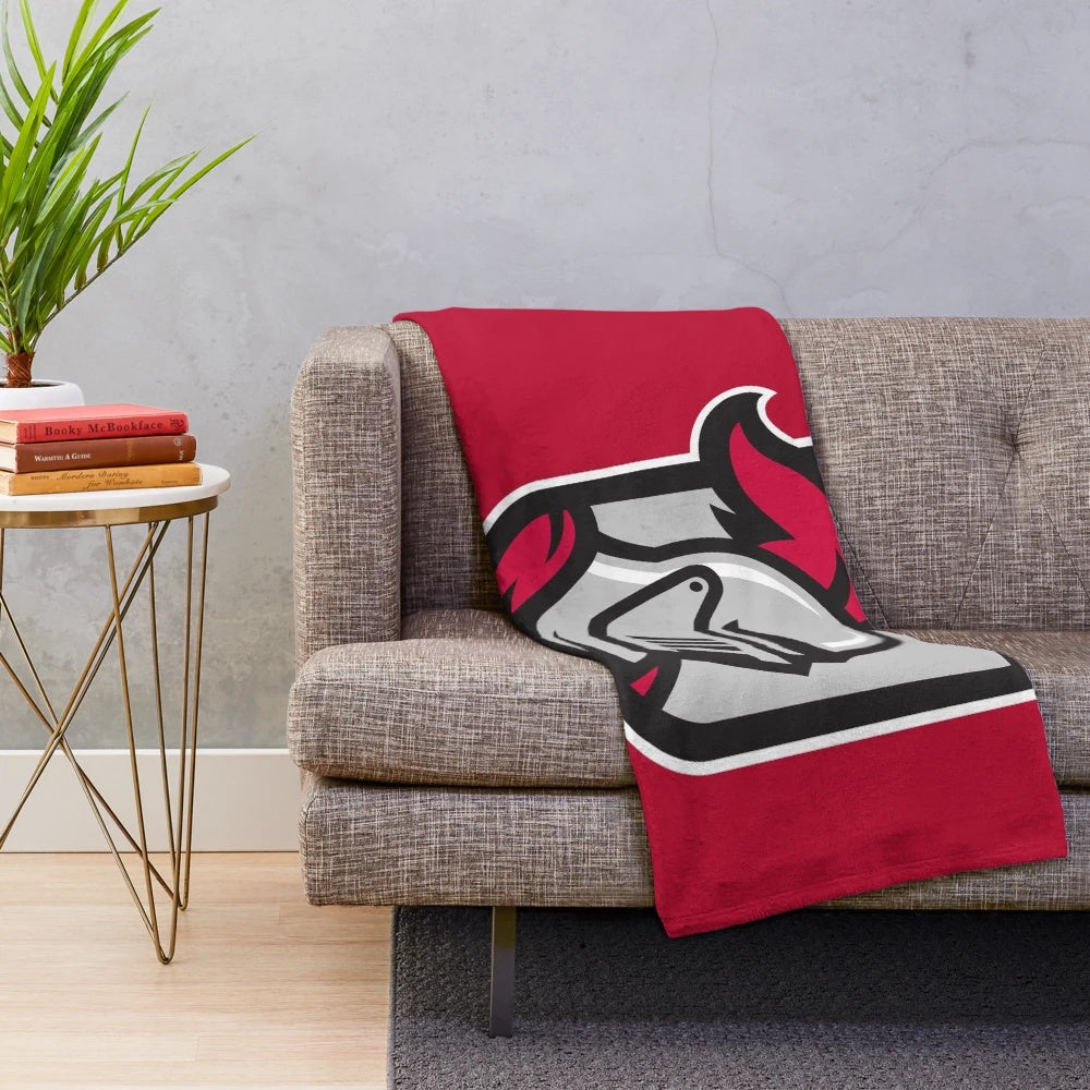 Crusaders plush blanket featuring the Belmont Abbey University logo