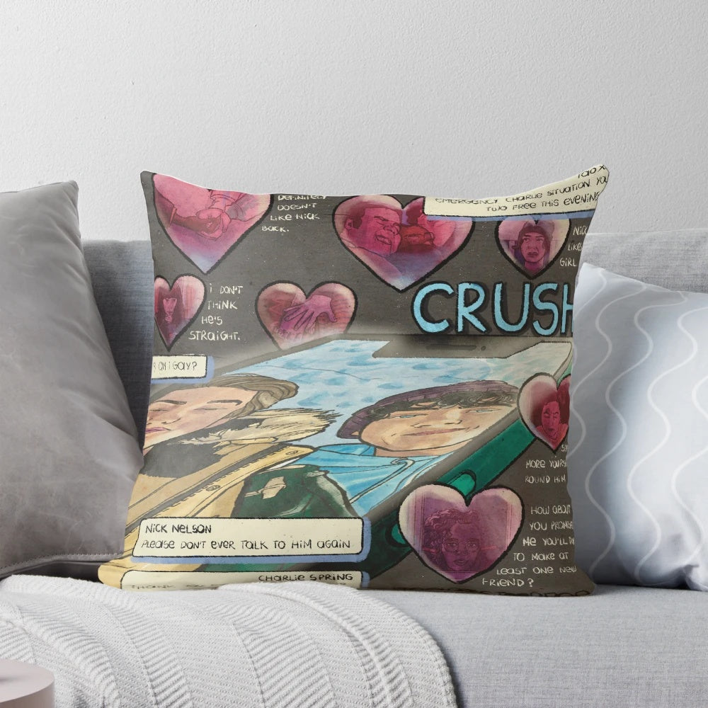 Soft and cuddly Heartstopper-themed pillow with "Crush" text