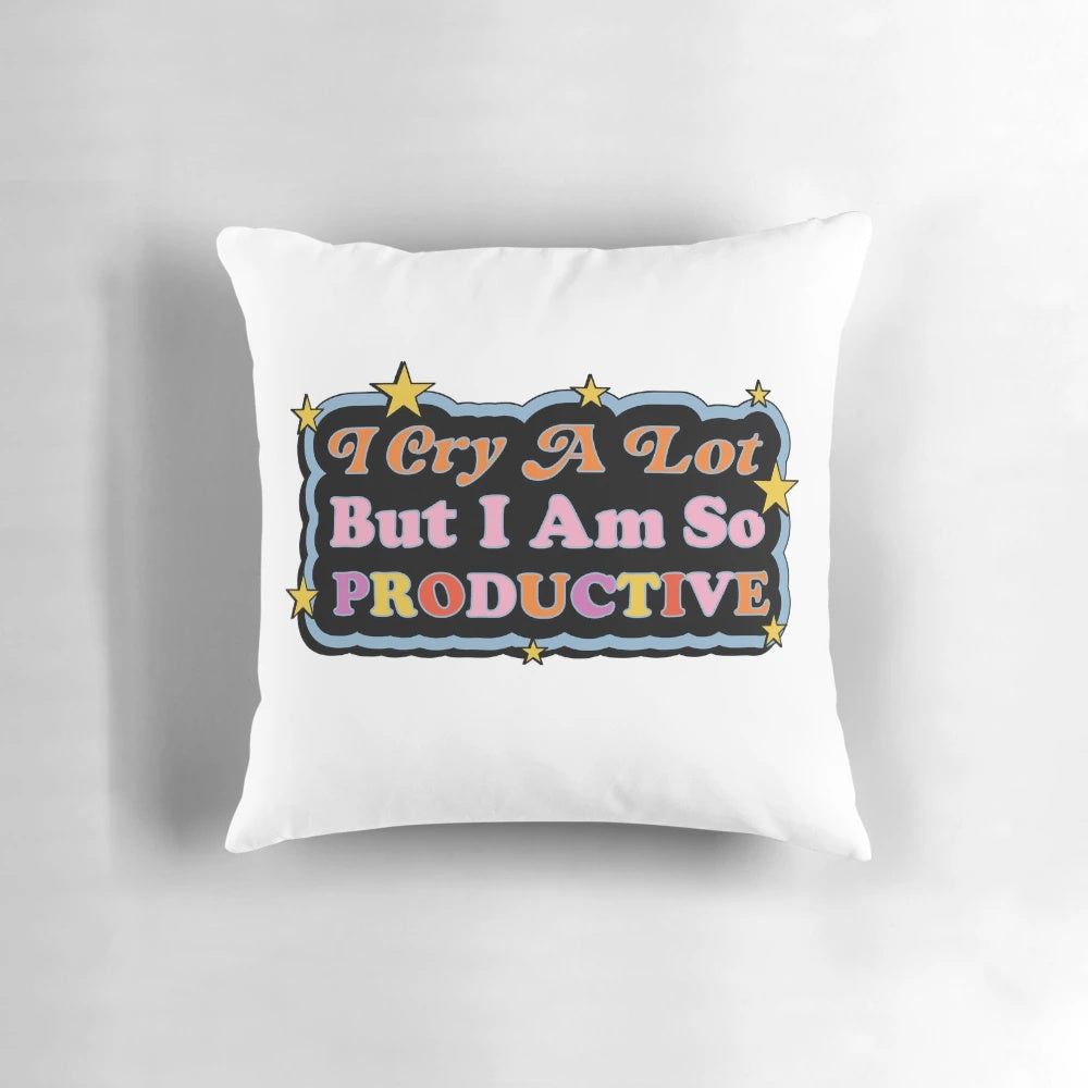 A cozy, Taylor Swift-themed pillow that captures the emotions of being a productive crier