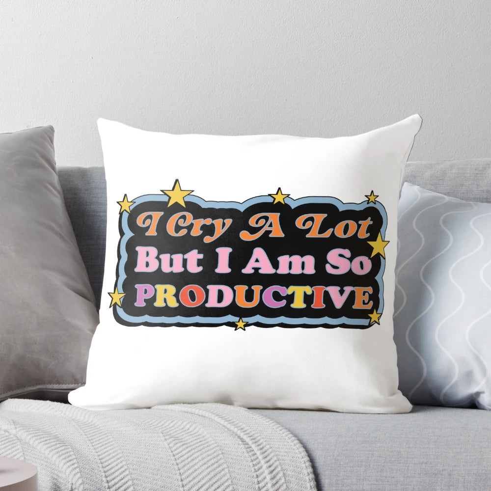A cozy, Taylor Swift-themed pillow that captures the emotions of being a productive crier