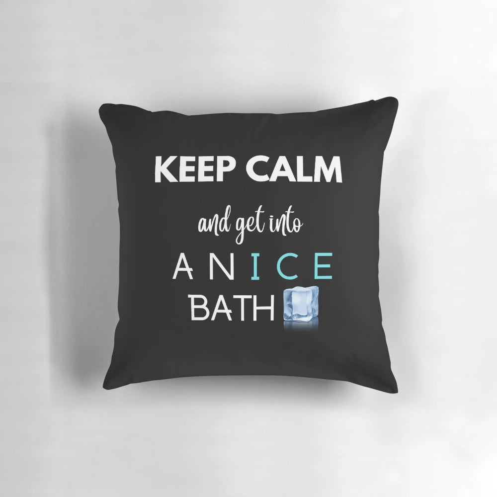 Cryotherapy pillow with ice, cold water, and lifestyle design for dark surfaces