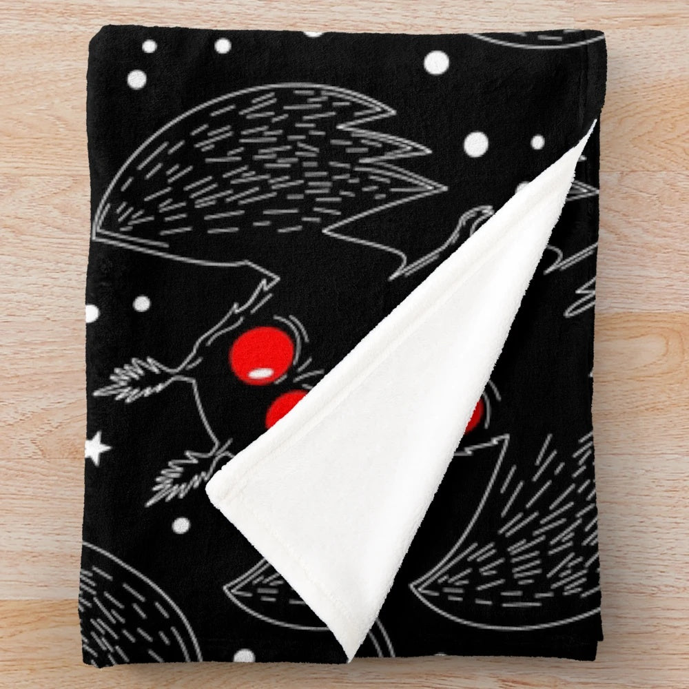 Mothman-inspired plush blanket with a creepy, graphic pattern