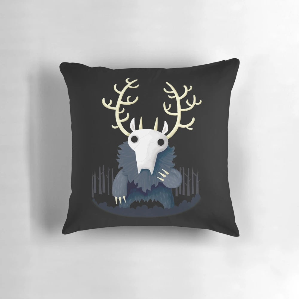 Soft, cozy pillow featuring the terrifying Wendigo cryptid from Appalachian folklore
