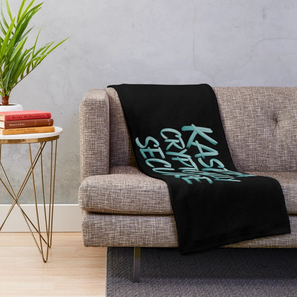 Kaspa cryptocurrency-themed plush blanket