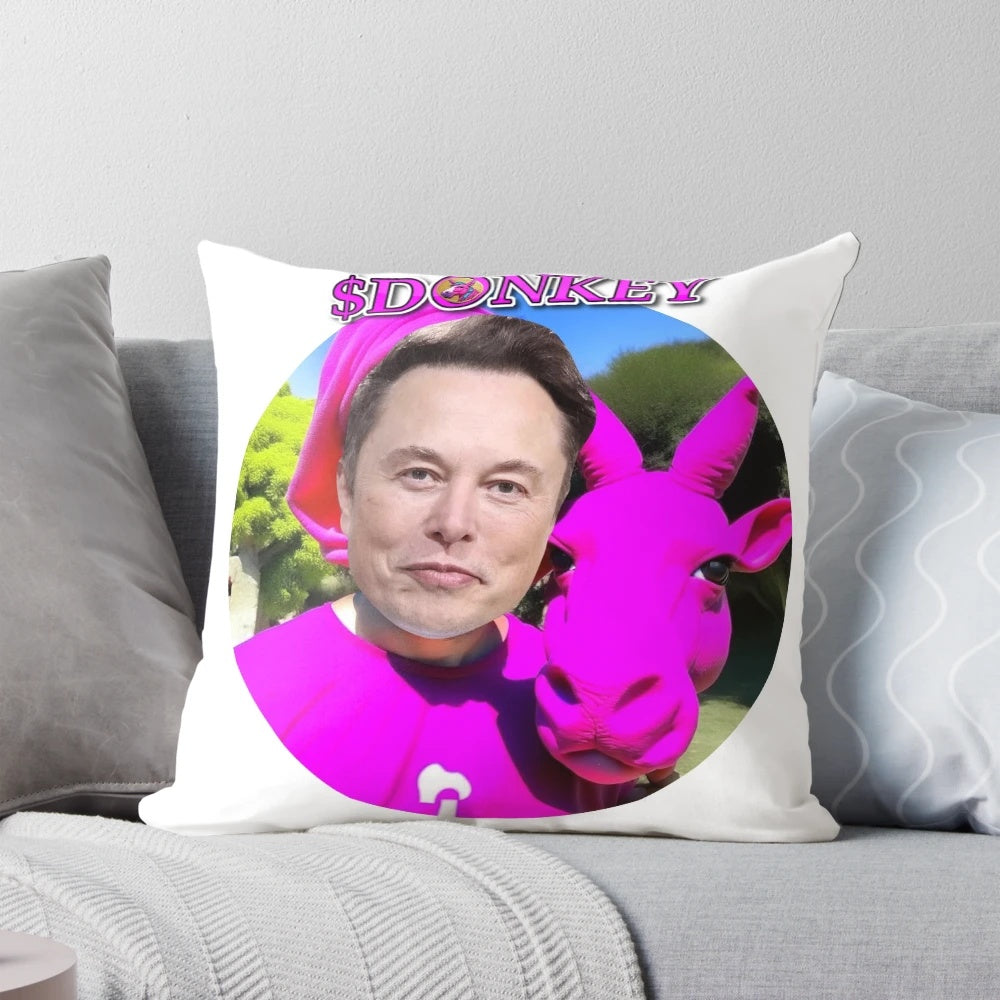 Soft and plush pink donkey-themed crypto meme pillow