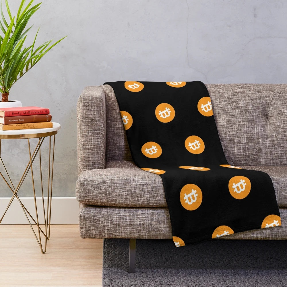 Bitcoin BTC Cryptocurrency Logo Plush Blanket