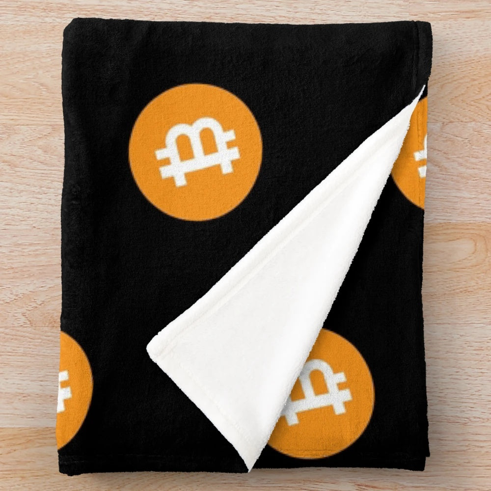 Bitcoin BTC Cryptocurrency Logo Plush Blanket
