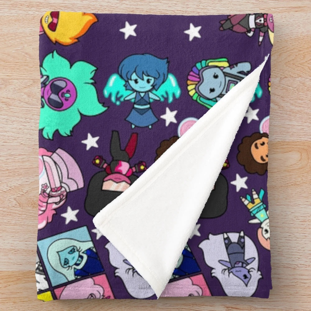 Crystal Gems inspired plush blanket featuring characters from the animated series Steven Universe