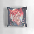 Crystalline fantasy-inspired pillow with miqo'te design