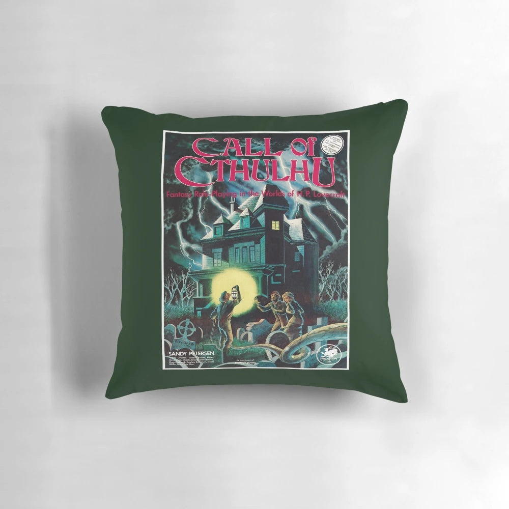 Cthulhu Pillow featuring the iconic Call of Cthulhu 1st Edition cover art