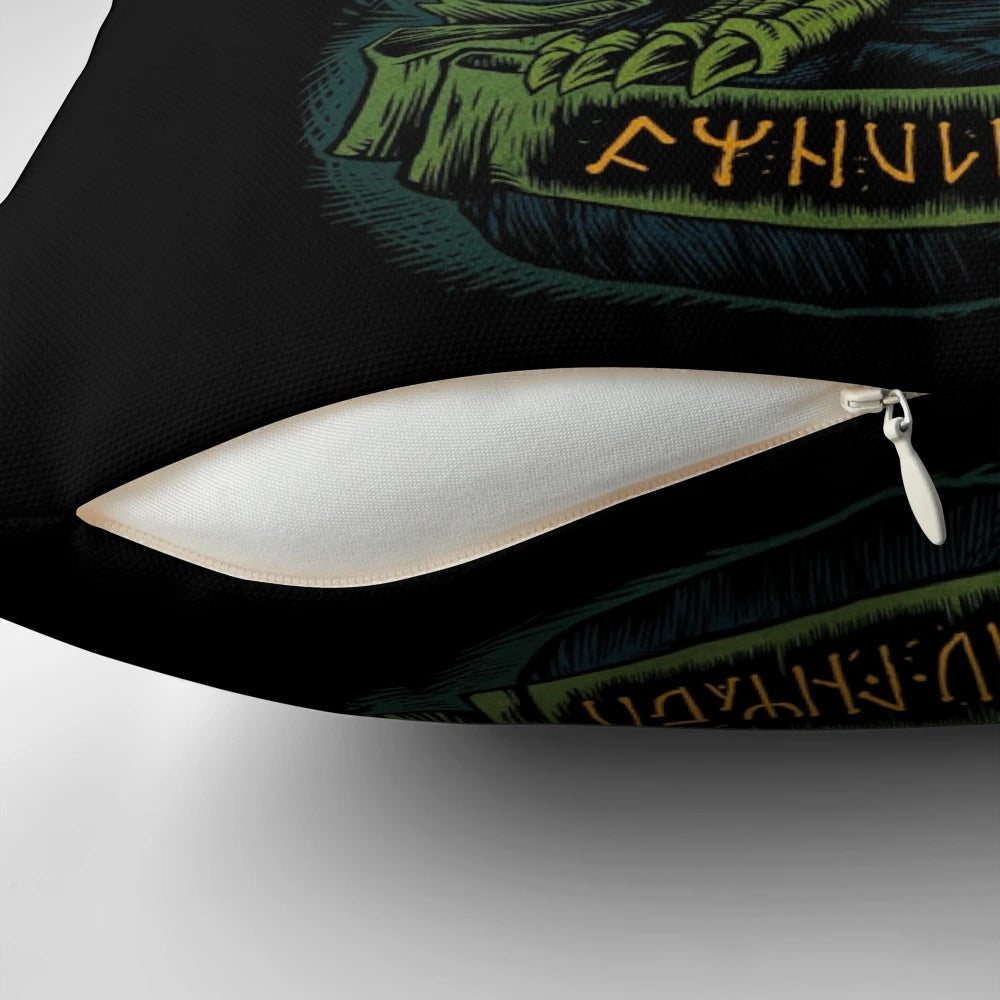 A plush pillow featuring the image of Cthulhu, the iconic eldritch horror from HP Lovecraft's Cthulhu Mythos.