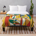 Plush blanket with cubist art design inspired by Picasso