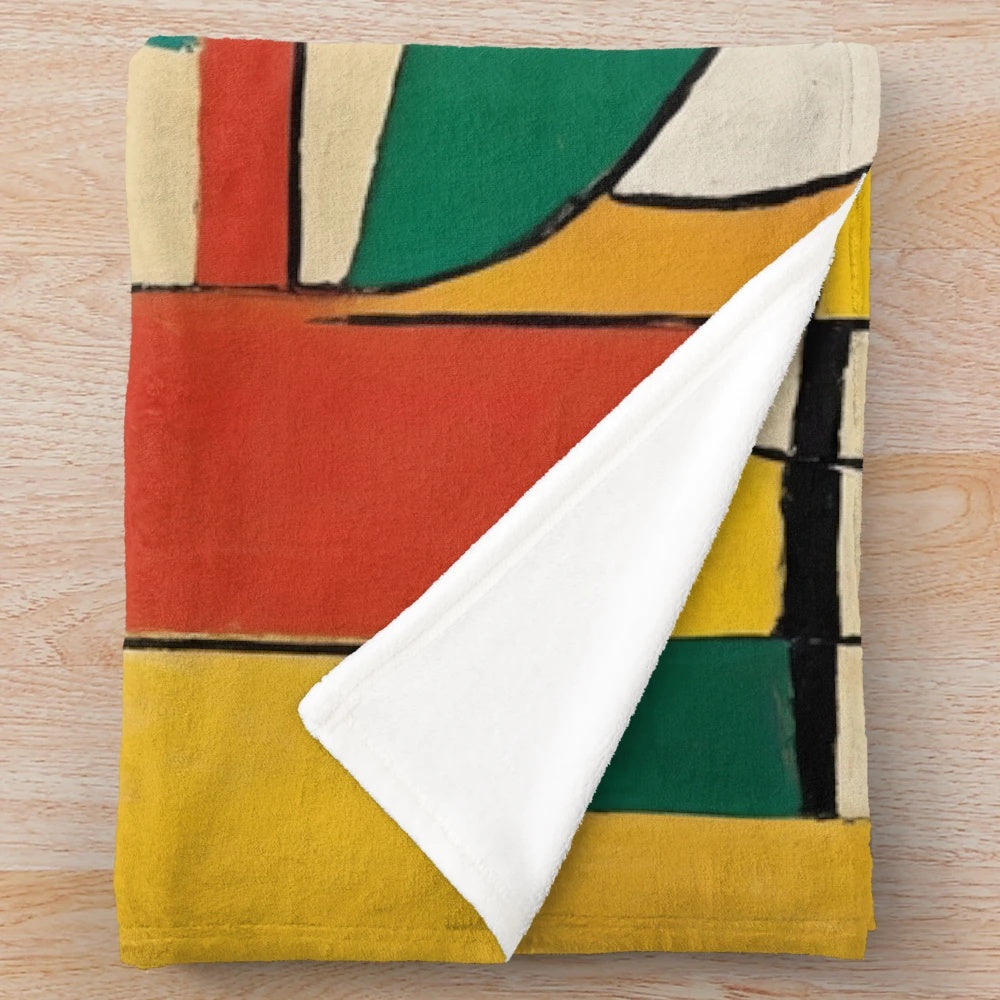 Plush blanket with cubist art design inspired by Picasso