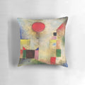 Cubist-style "Red Balloon" throw pillow featuring the art of Paul Klee