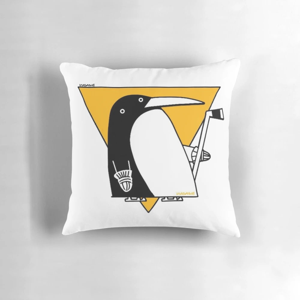 Cubist penguin pillow featuring the Pittsburgh Penguins logo