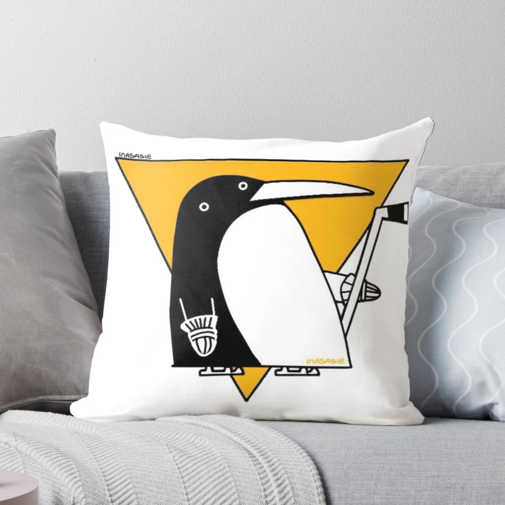 Cubist penguin pillow featuring the Pittsburgh Penguins logo