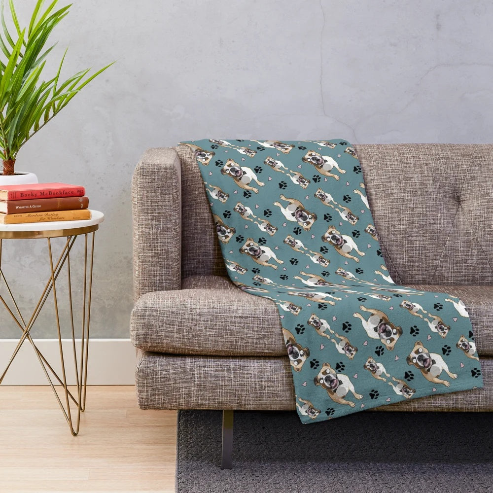 Reggie the Bulldog Mix Plush Blanket