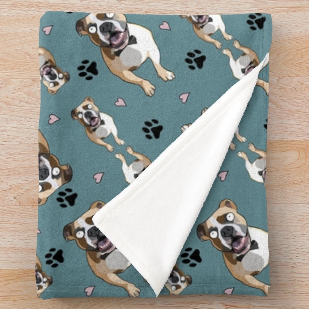 Reggie the Bulldog Mix Plush Blanket