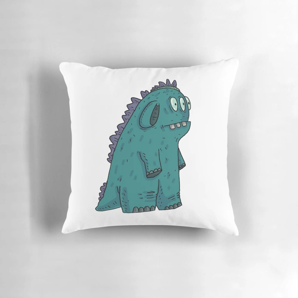 A large, cuddly blue alien pillow inspired by the children's book "Seek and Hide
