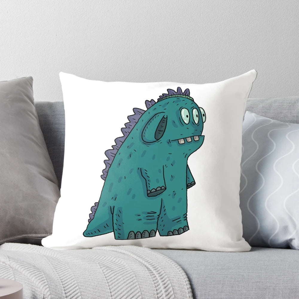 A large, cuddly blue alien pillow inspired by the children's book "Seek and Hide