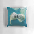 Lovers Pillow featuring a cute west indian manatee swimming underwater