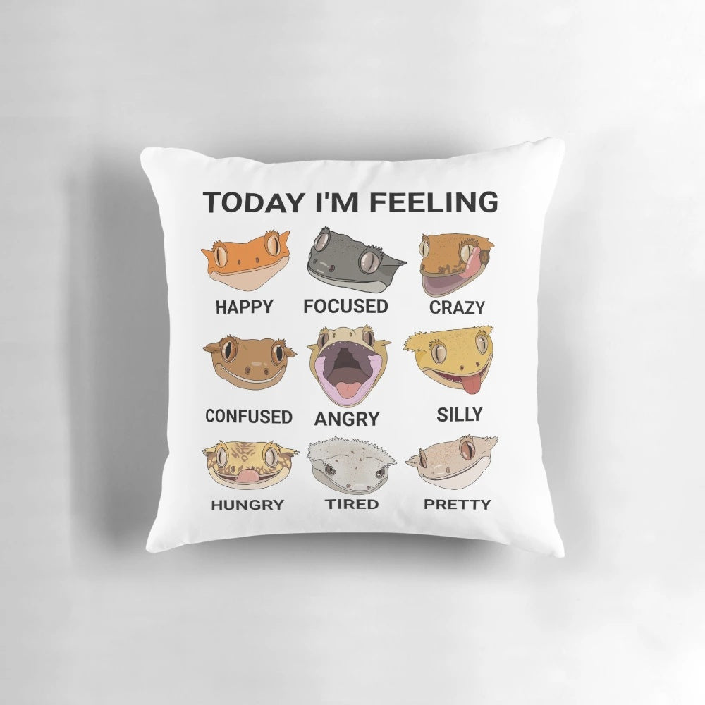 Soft and plush crested gecko pillow with cartoon design